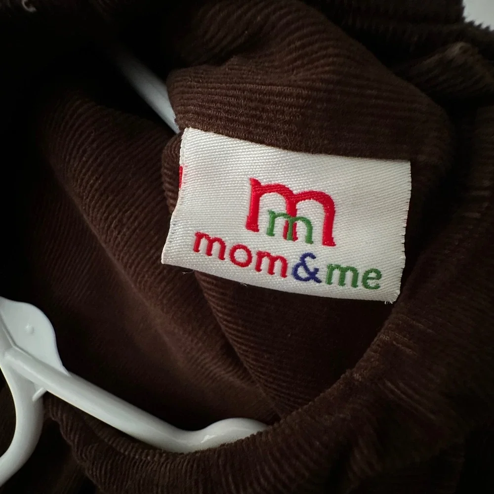 Mom Me Girls Dress 4 Brown Corduroy Smocked Floral Peter Pan Collar Cottage VTG